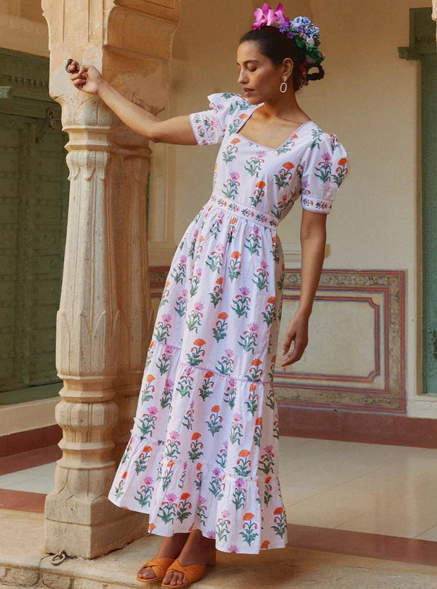 Pink City Prints Dress Pink City Prints | Evelyn Dress in Spring Iris