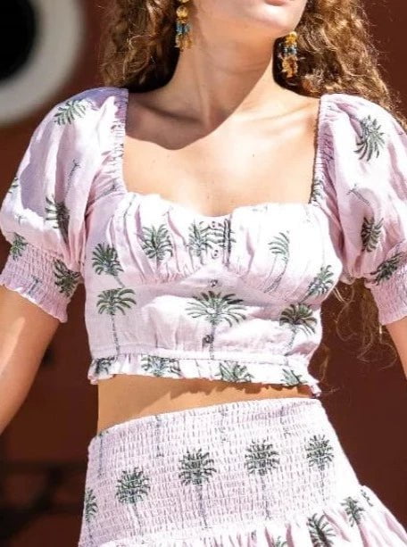 Place Nationale Tops Place Nationale | Le Rameau Crop Top in Palm Tree