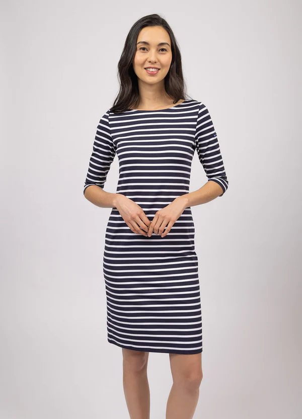 Propriano Navy and White Striped Dress