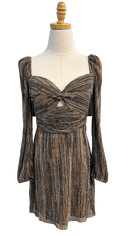 Saylor Apparel Saylor | Botanica Mini Dress in Black Metallic Pleat