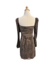Saylor Apparel Saylor | Botanica Mini Dress in Black Metallic Pleat