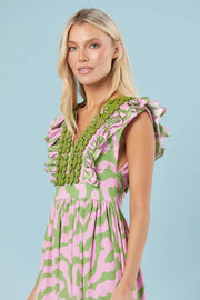Sheridan French Dress Sheridan French | Stacey Dress in Green + Pink Tiger