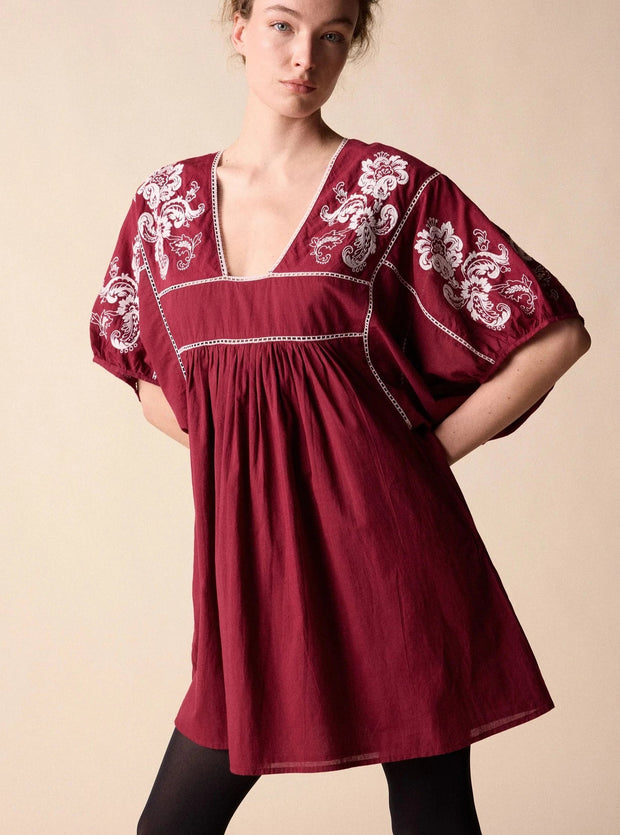 St.Roche Apparel St. Roche | Lake Mini Dress in Berry with Ivory