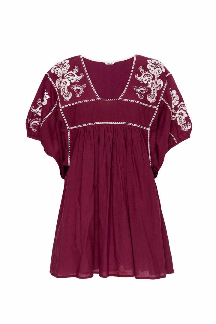 St.Roche Apparel St. Roche | Lake Mini Dress in Berry with Ivory