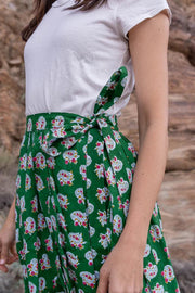 SZ Blockprints Apparel SZ Blockprints | Wrap Skirt in Garden Green & Jaipur pink