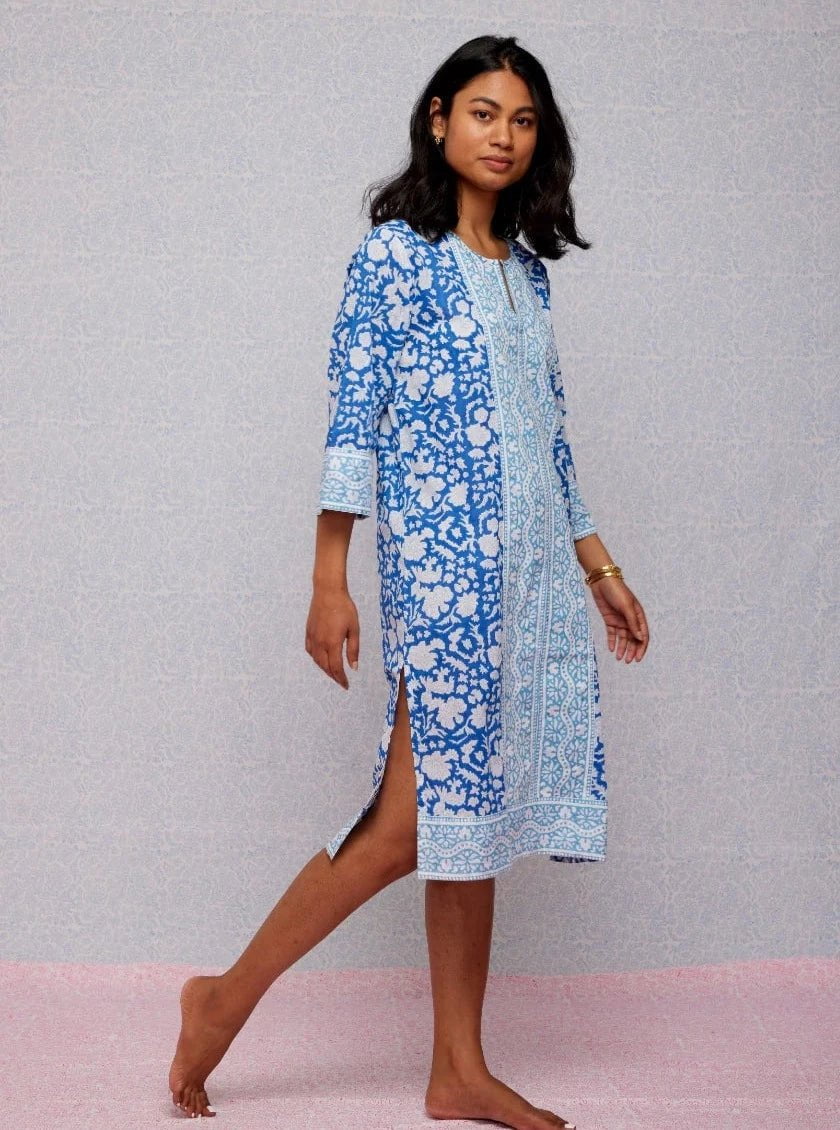 SZ Blockprints Dress SZ Blockprints | Long Kurta in London Blue