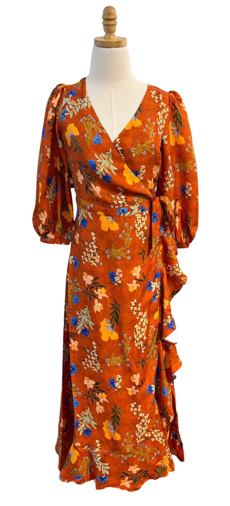 UNE NYE Apparel UN-NYE | Sabrina Midi Dress in Tan Floral