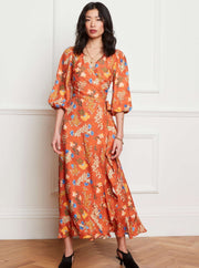 UNE NYE Apparel UN-NYE | Sabrina Midi Dress in Tan Floral