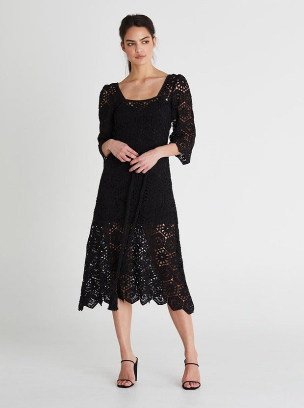 We Are Kindred Apparel We Are Kindred | Luna Crochet Midi Dress in Black